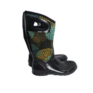 Bogs Women's North Hampton - Black Multi Color Rain Boots Size 10 Outdoor Garden